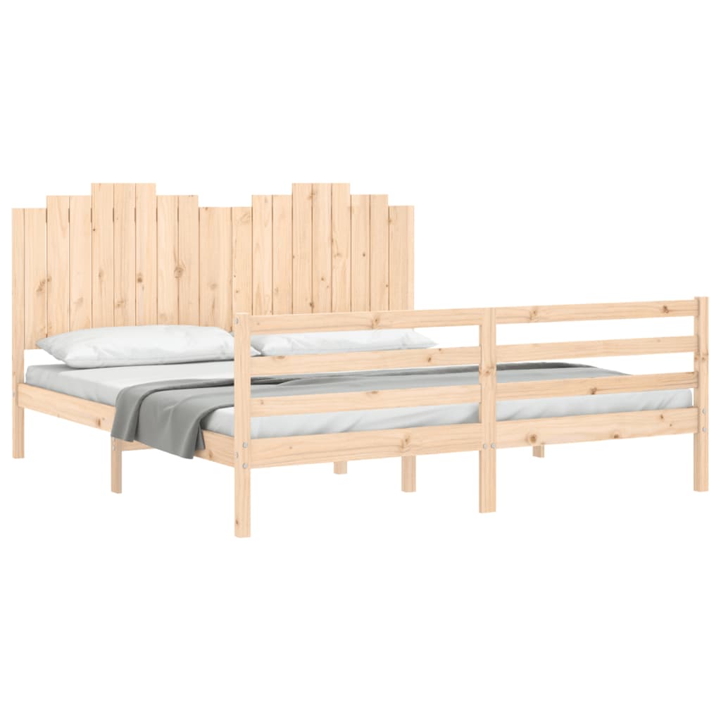 Bedframe met hoofdbord massief hout wit 100x200 cm