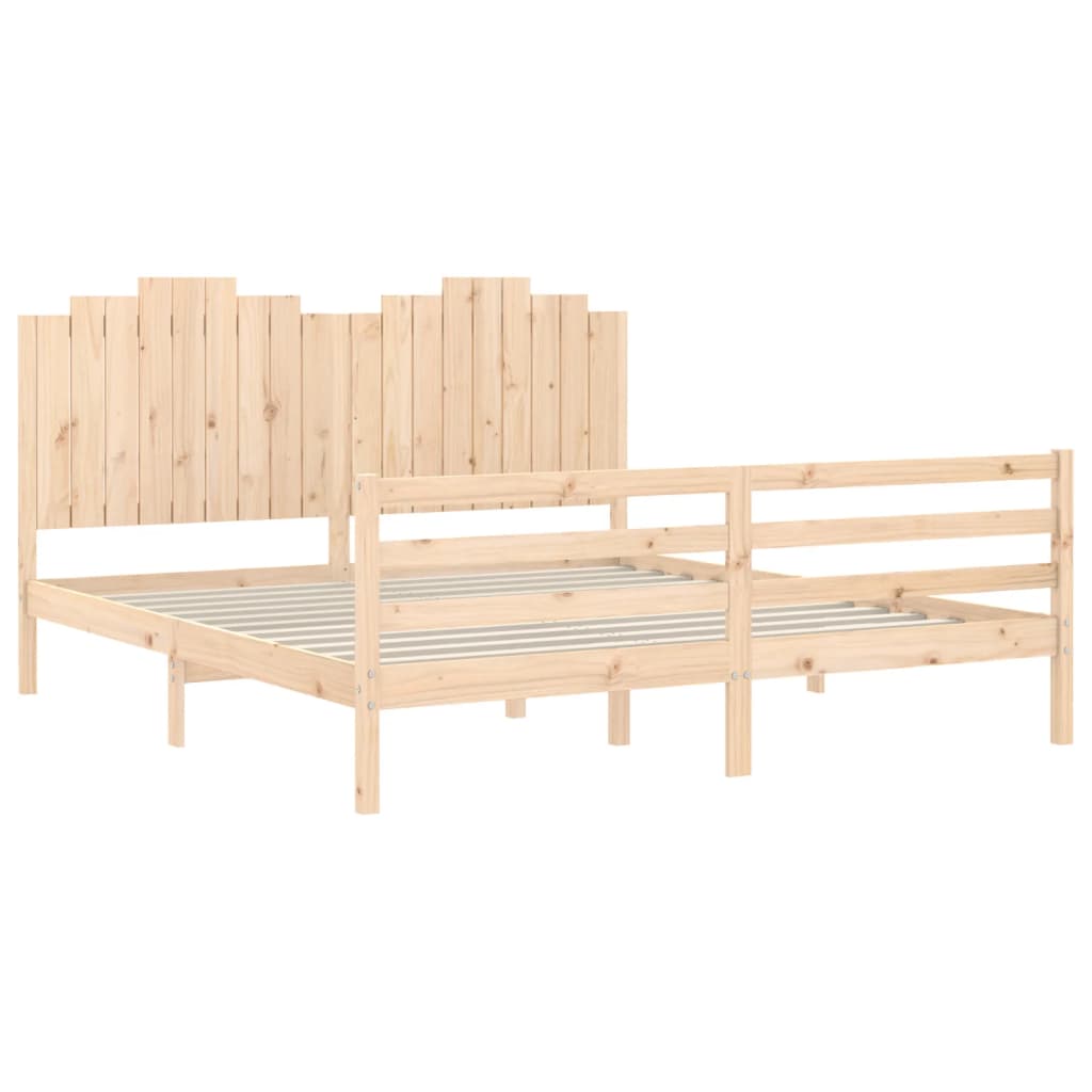 Bedframe met hoofdbord massief hout wit 100x200 cm