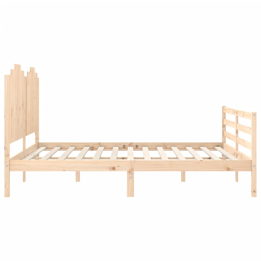 Bedframe met hoofdbord massief hout wit 100x200 cm