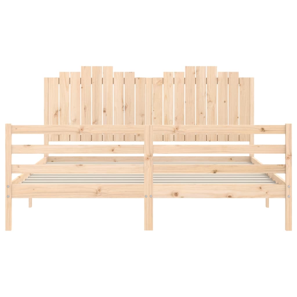 Bedframe met hoofdbord massief hout wit 100x200 cm