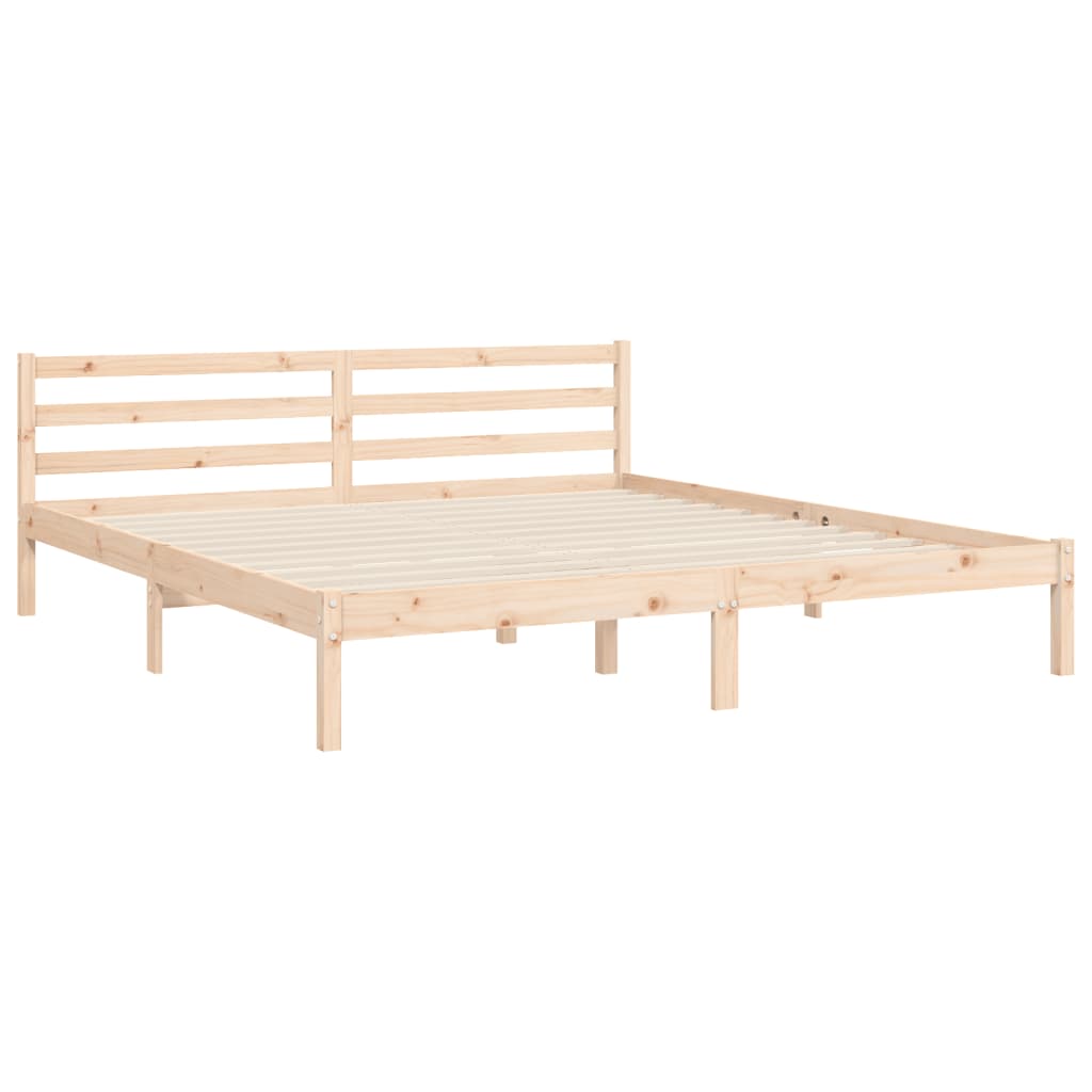 Bedframe met hoofdbord massief hout wit 100x200 cm