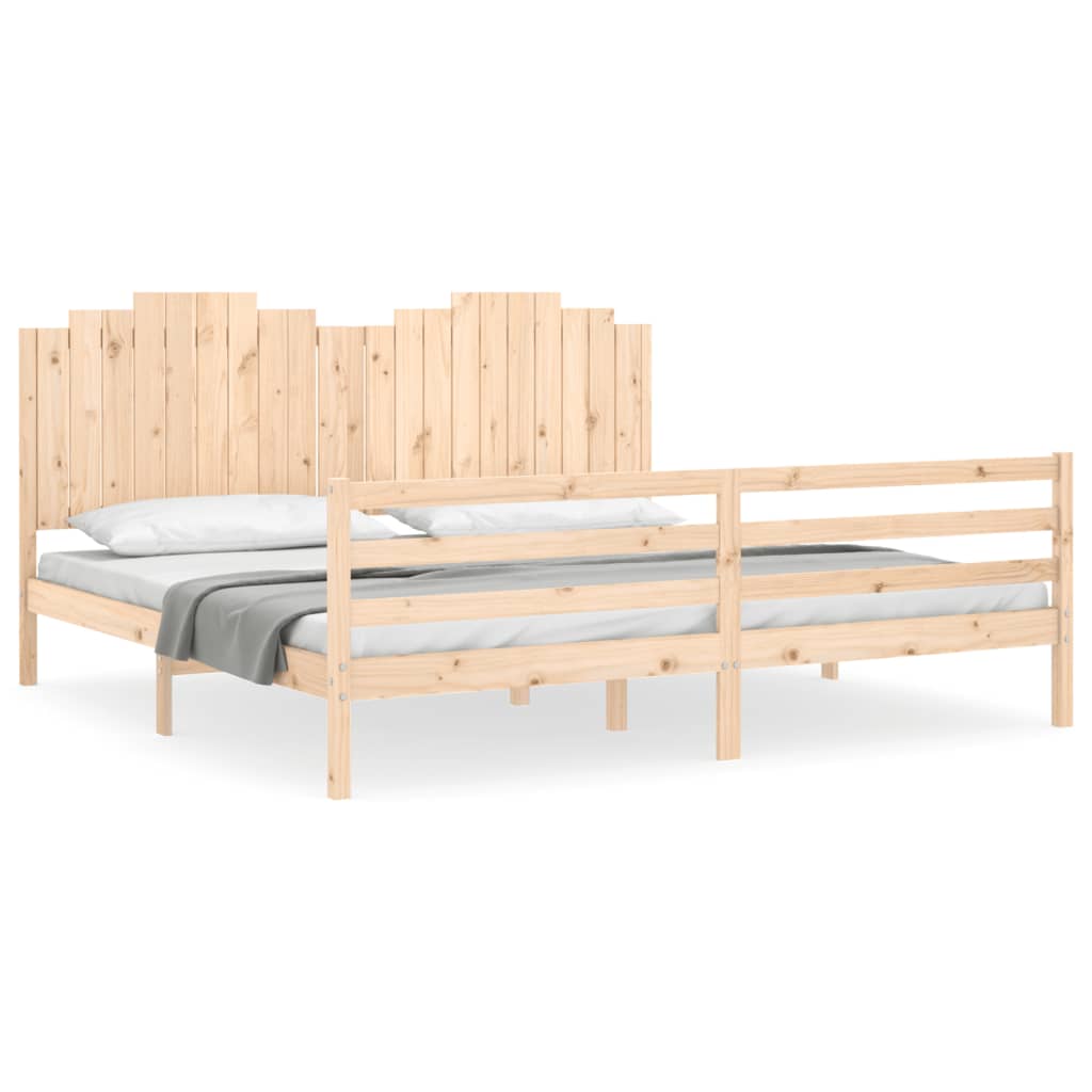 Bedframe met hoofdbord massief hout wit 100x200 cm