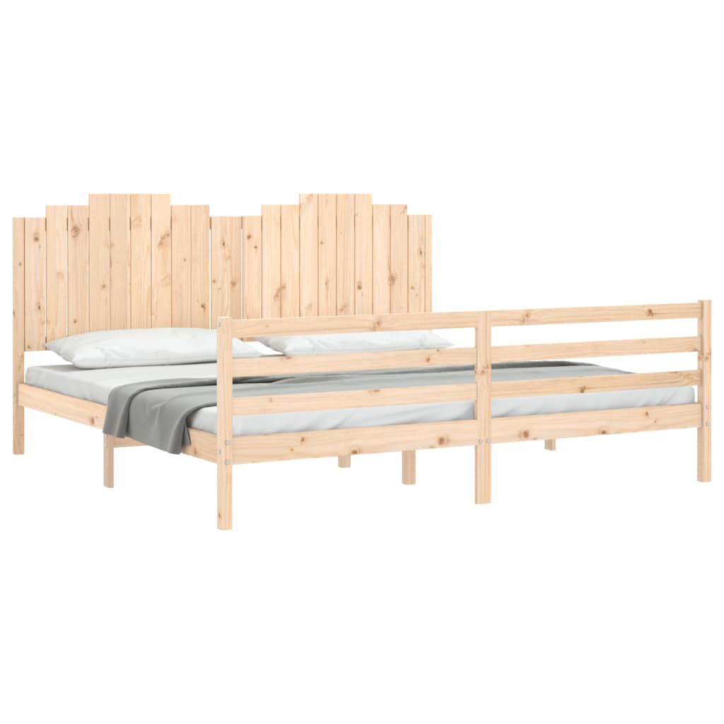 Bedframe met hoofdbord massief hout wit 100x200 cm