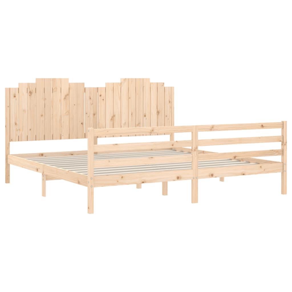 Bedframe met hoofdbord massief hout wit 100x200 cm