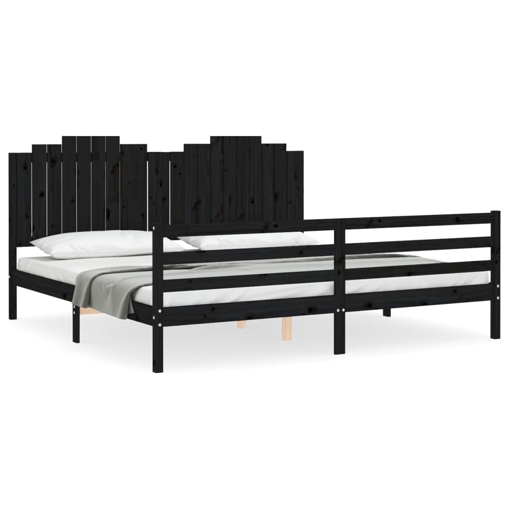 Bedframe met hoofdbord massief hout wit 100x200 cm