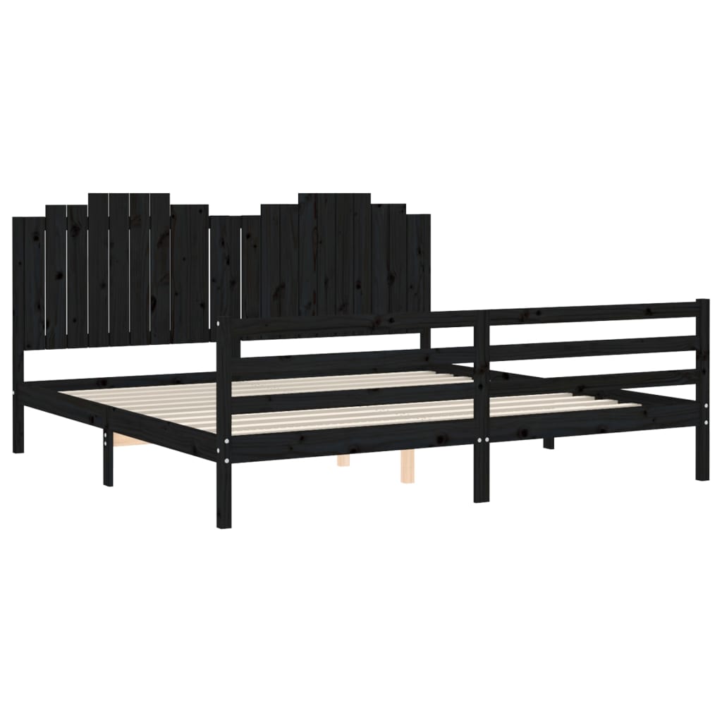 Bedframe met hoofdbord massief hout wit 100x200 cm