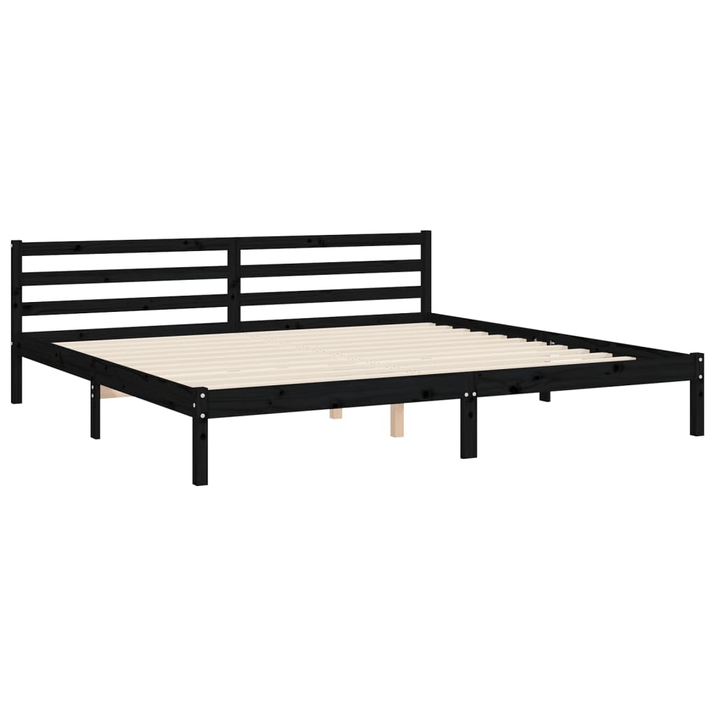 Bedframe met hoofdbord massief hout wit 100x200 cm