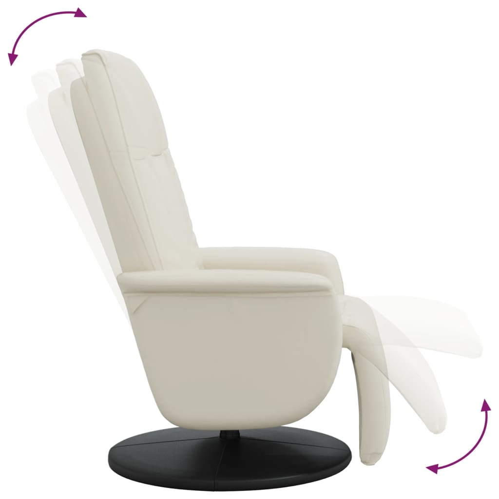 Fauteuil réglable avec repose-pieds en cuir artificiel noir