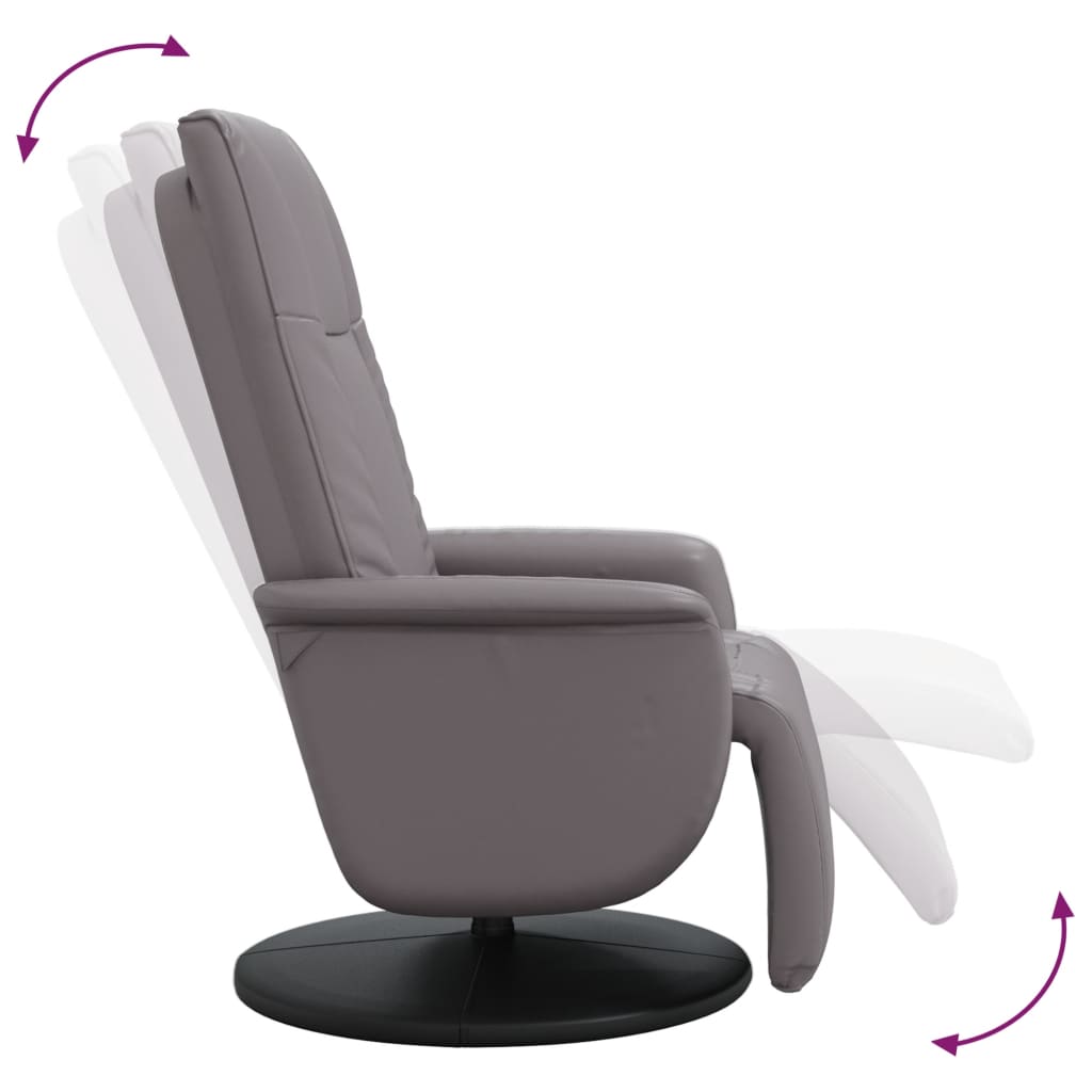 Fauteuil réglable avec repose-pieds en cuir artificiel noir