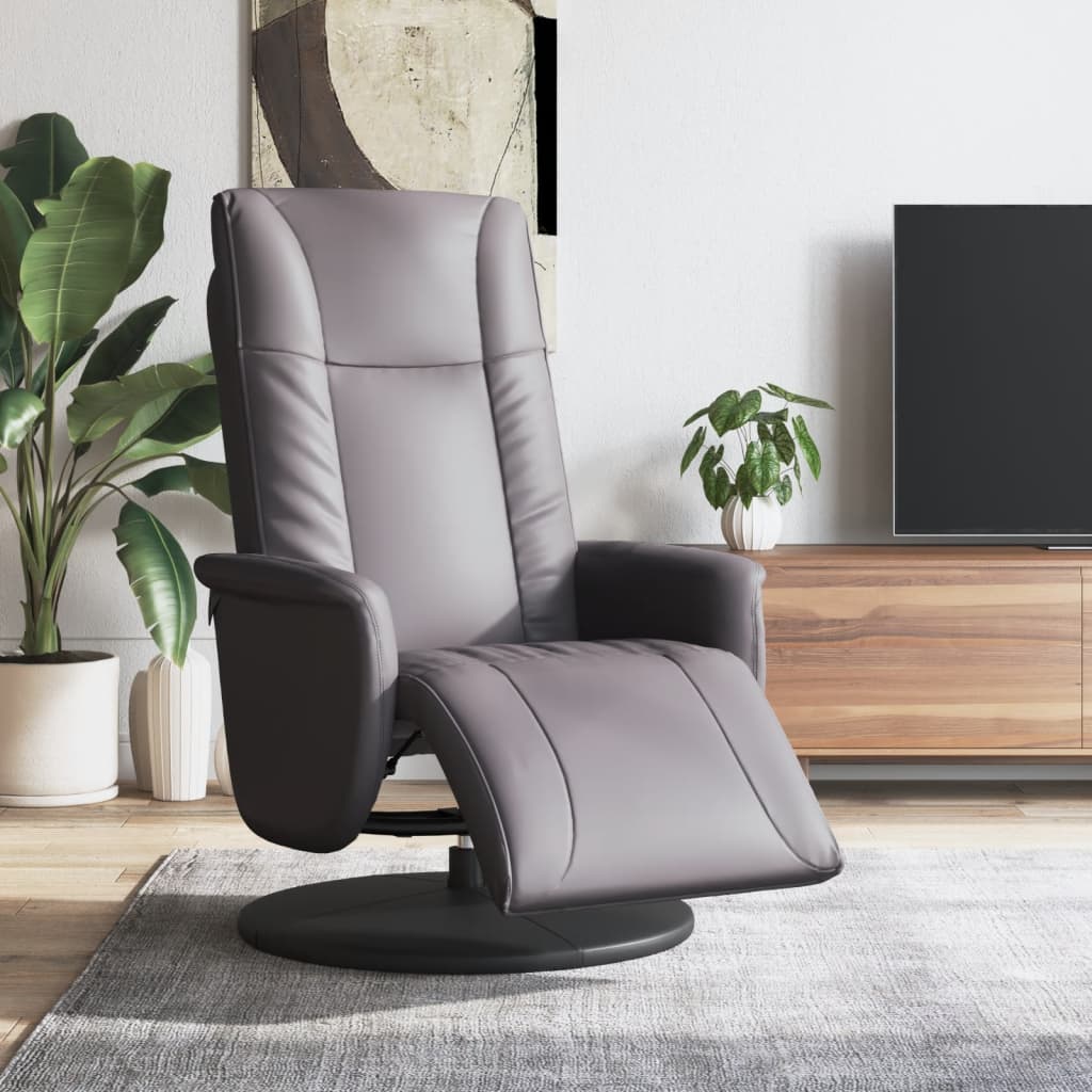 Fauteuil réglable avec repose-pieds en cuir artificiel noir