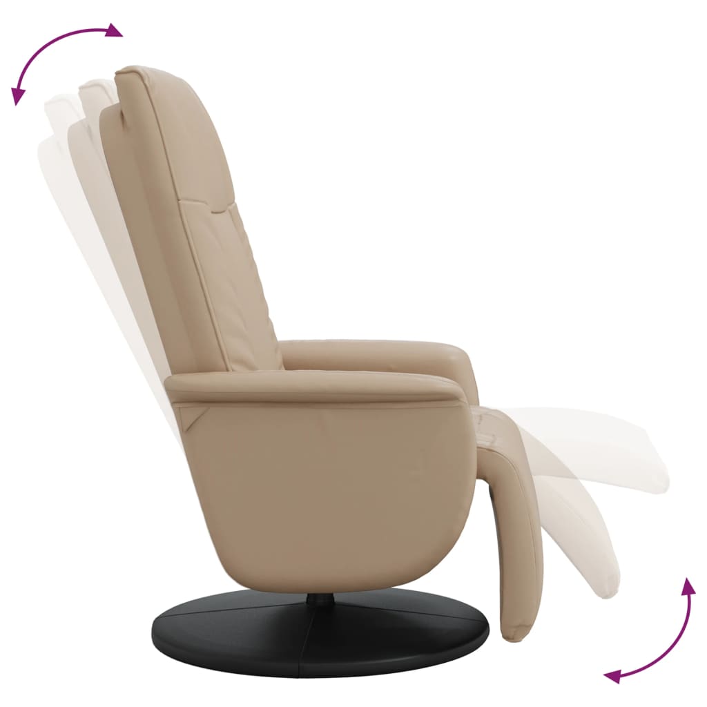 Fauteuil réglable avec repose-pieds en cuir artificiel noir