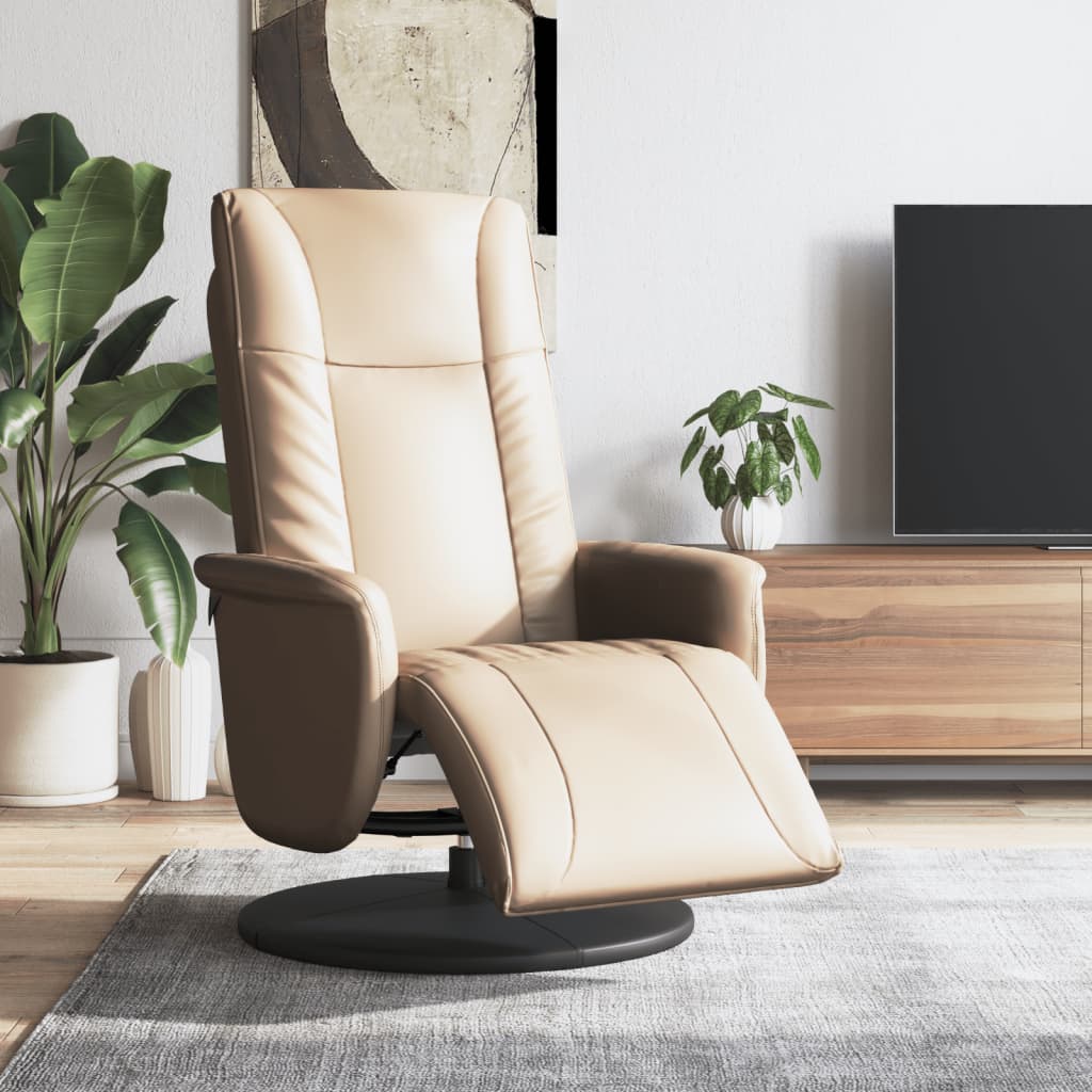 Fauteuil réglable avec repose-pieds en cuir artificiel noir