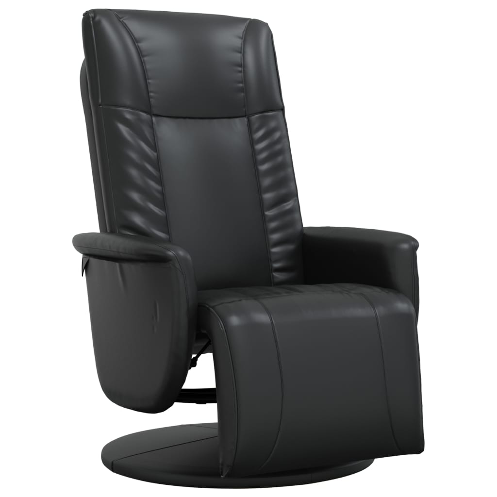 Fauteuil réglable avec repose-pieds en cuir artificiel noir