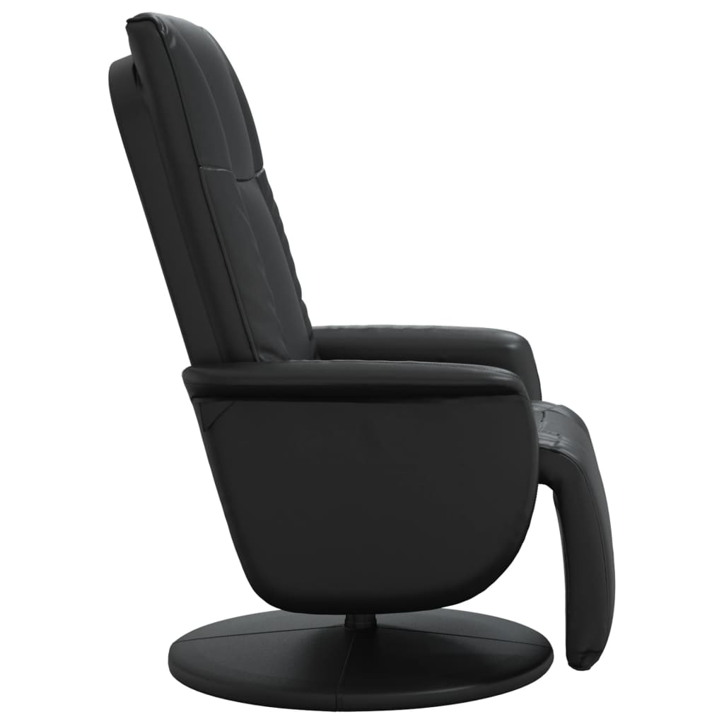 Fauteuil réglable avec repose-pieds en cuir artificiel noir