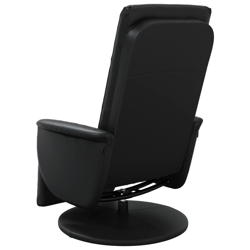 Fauteuil réglable avec repose-pieds en cuir artificiel noir