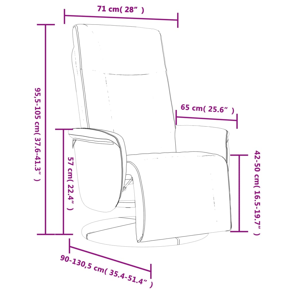 Fauteuil réglable avec repose-pieds en cuir artificiel noir