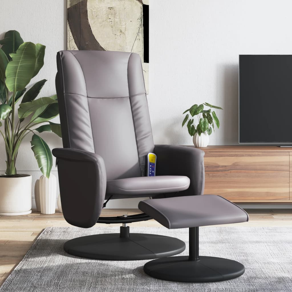 Fauteuil de massage réglable avec repose-pieds en cuir artificiel