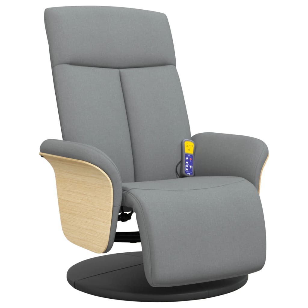 Fauteuil de massage réglable avec repose-pieds en tissu gris clair