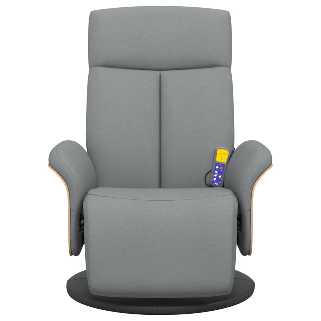 Fauteuil de massage réglable avec repose-pieds en tissu gris clair