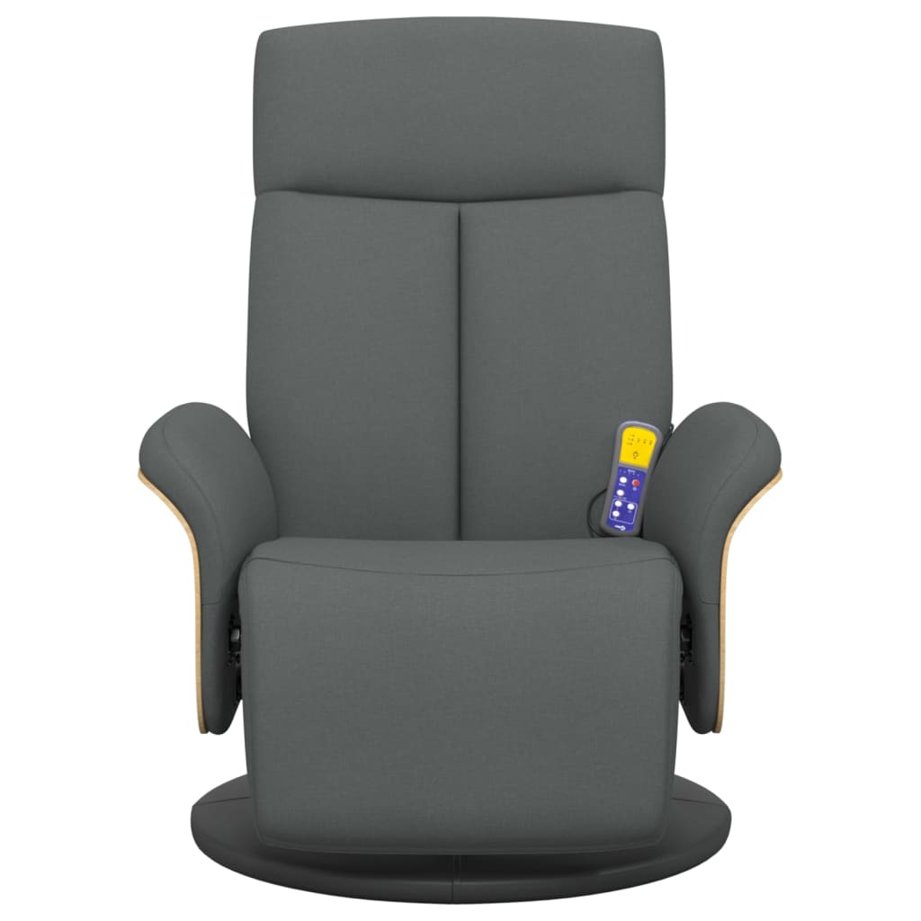 Fauteuil de massage réglable avec repose-pieds en tissu gris clair