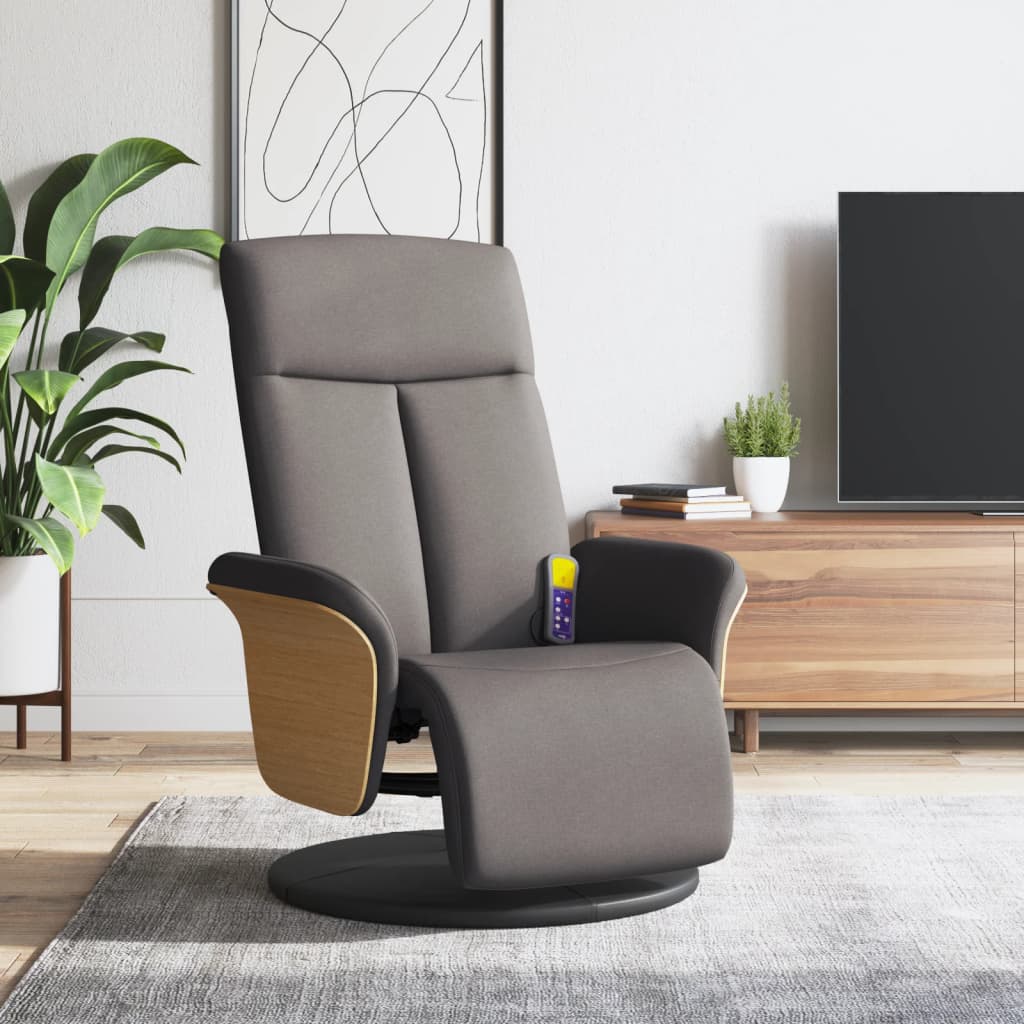 Fauteuil de massage réglable avec repose-pieds en tissu gris clair