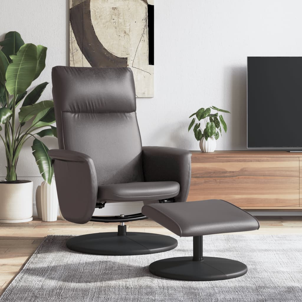 Fauteuil réglable avec repose-pieds en cuir artificiel