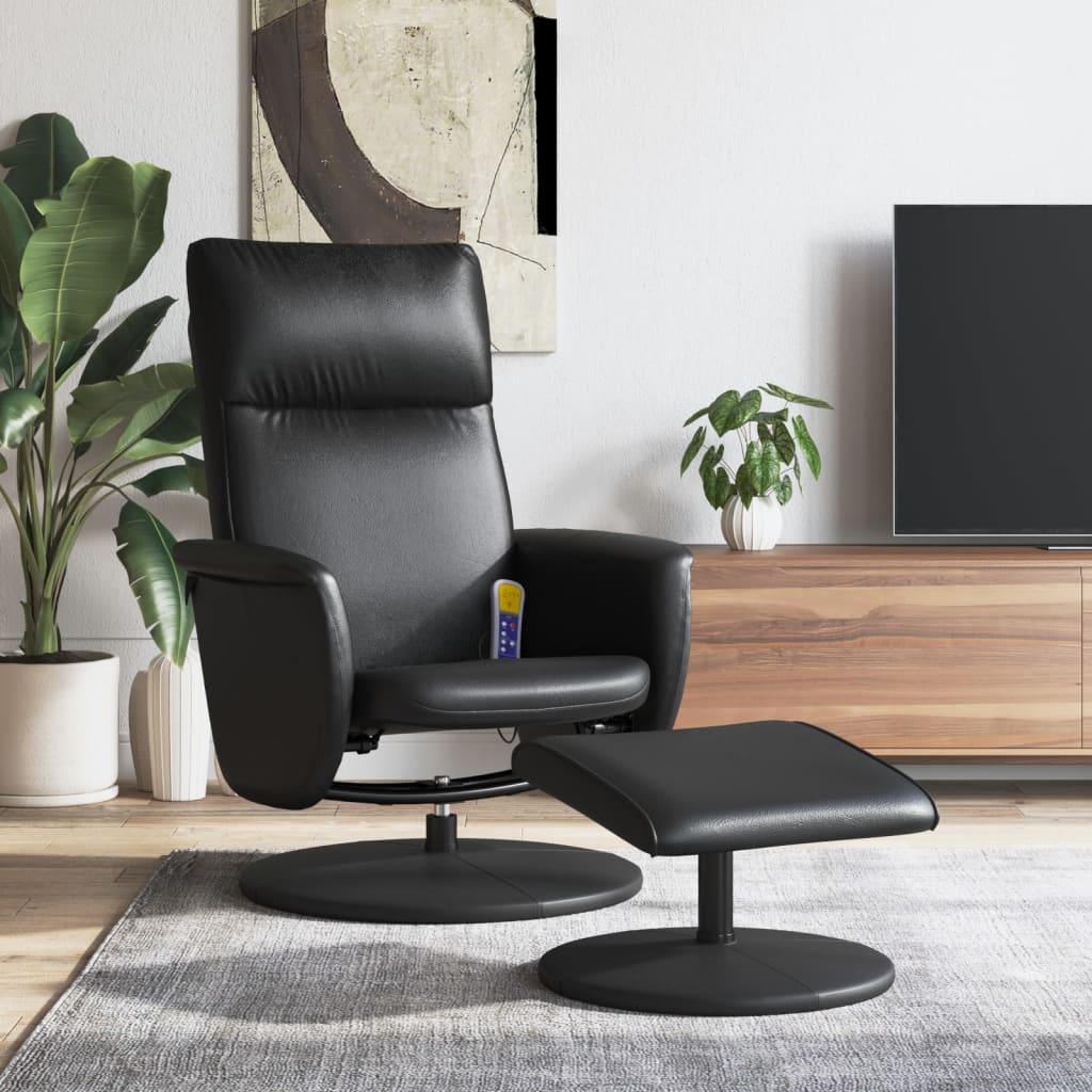 Fauteuil de massage réglable avec repose-pieds en cuir artificiel