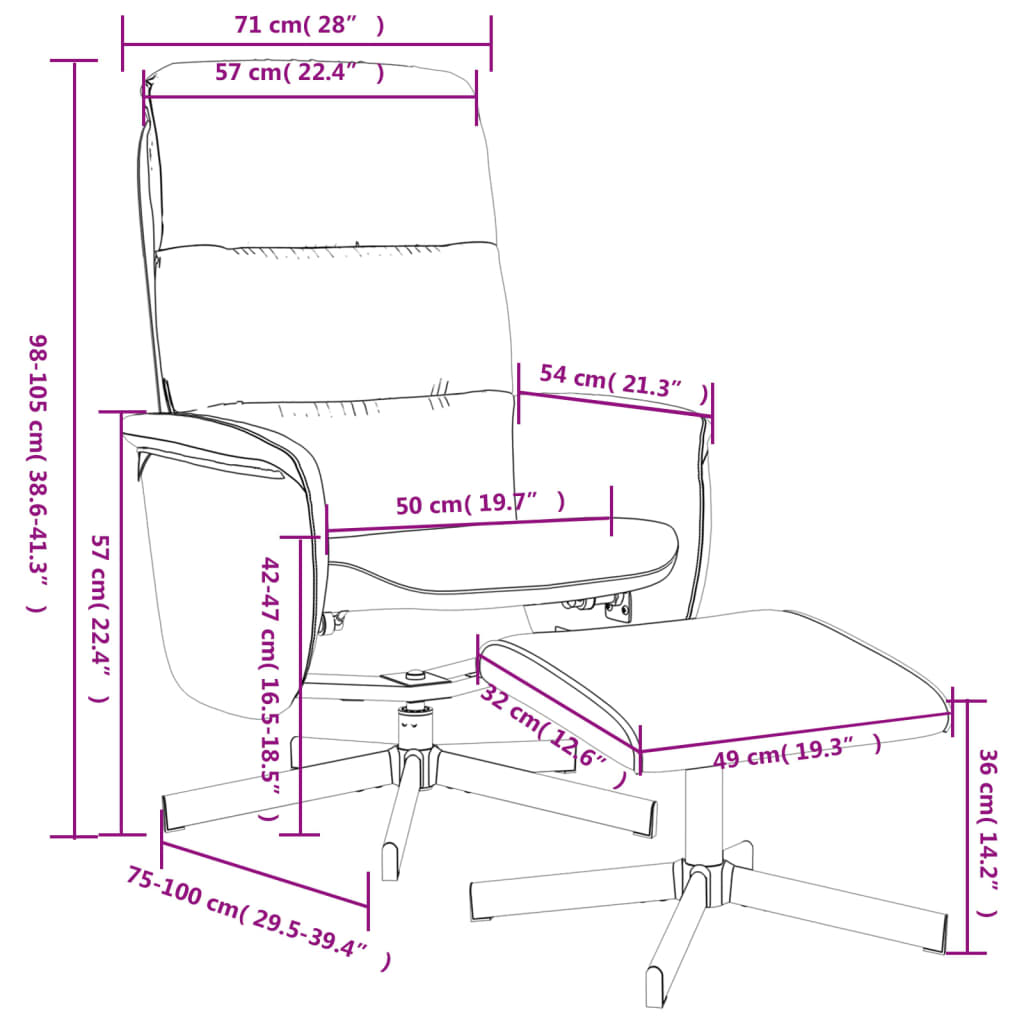 Fauteuil réglable avec repose-pieds en tissu