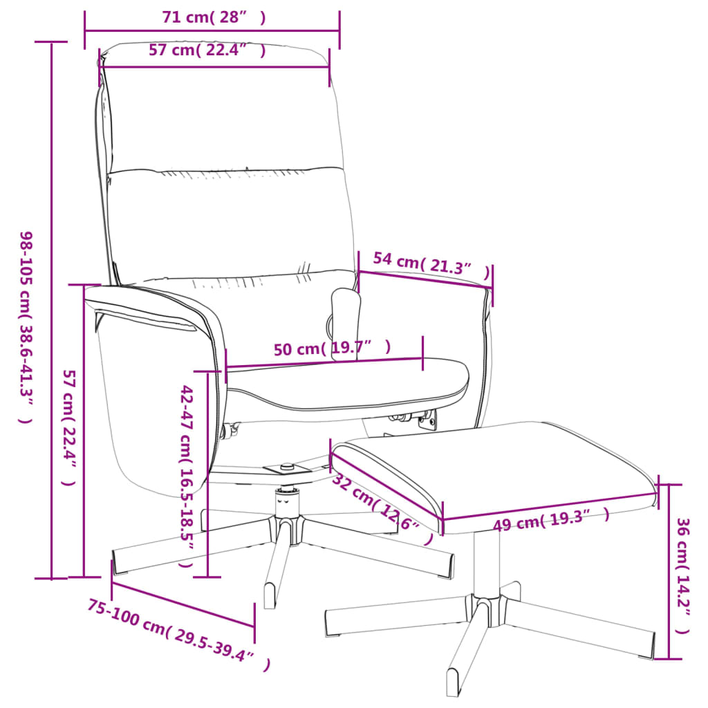 Fauteuil de massage réglable avec repose-pieds en tissu