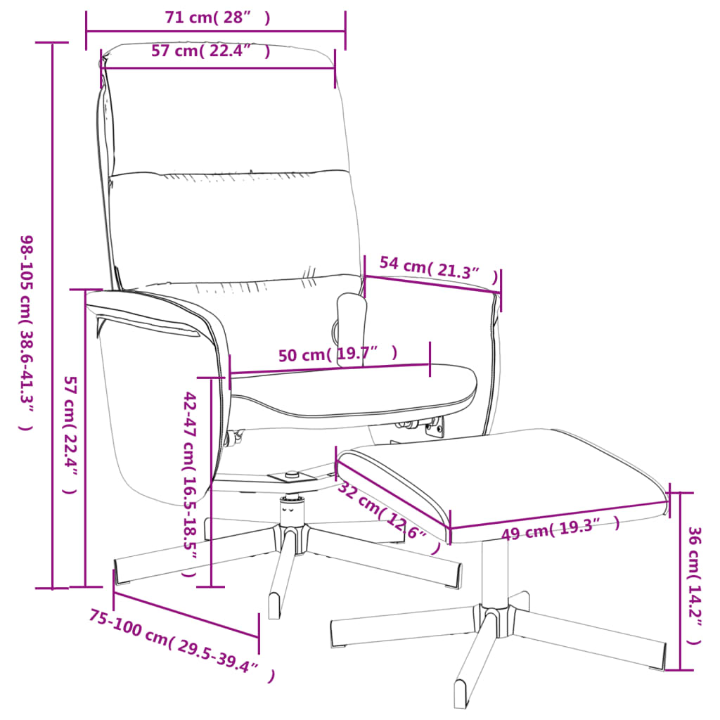 Fauteuil de massage réglable avec repose-pieds en tissu