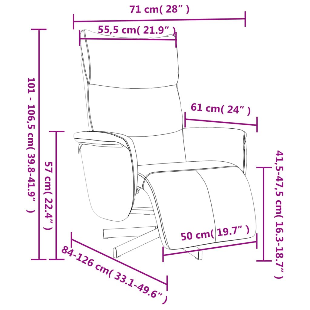 Fauteuil réglable avec repose-pieds en cuir artificiel