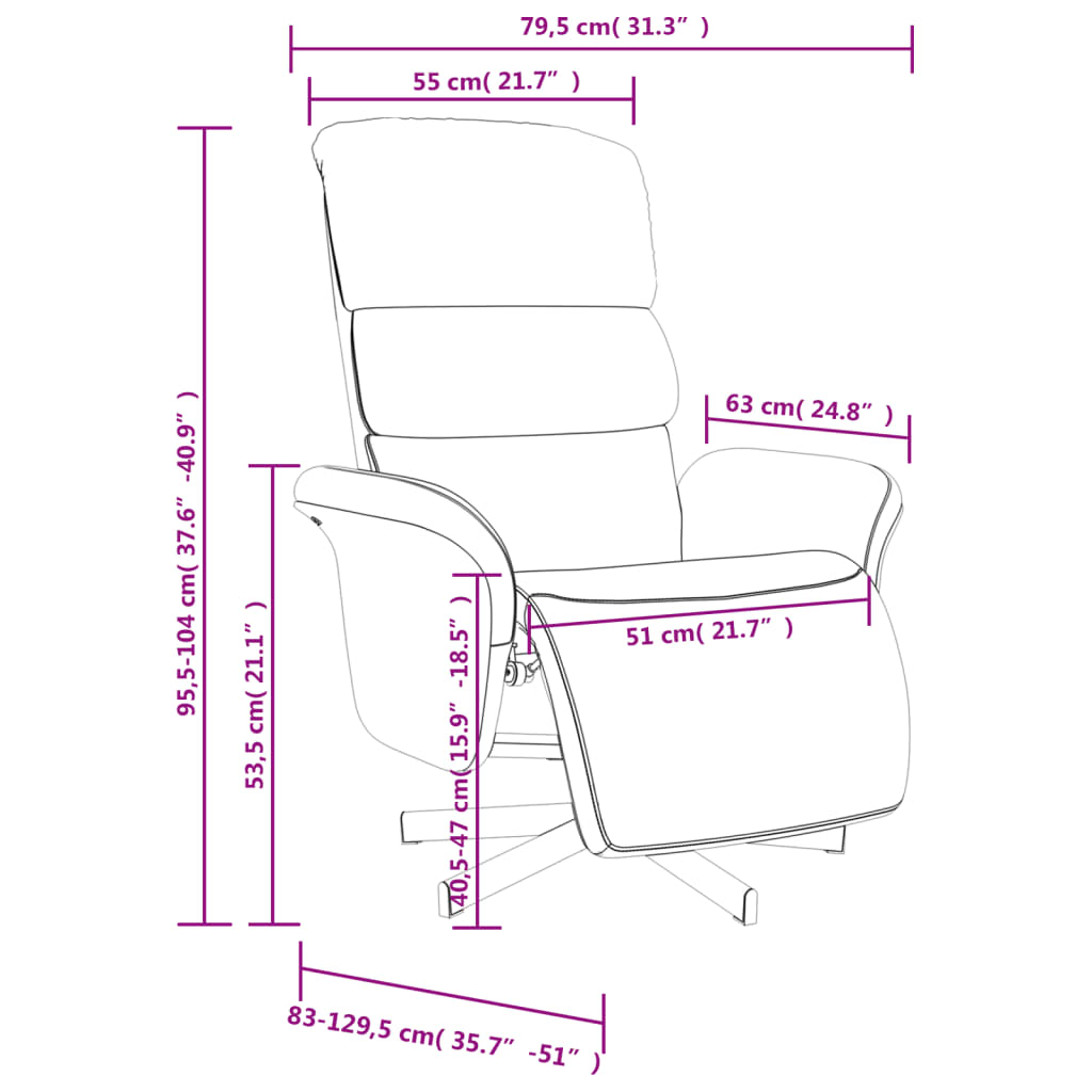 Fauteuil réglable avec repose-pieds en tissu