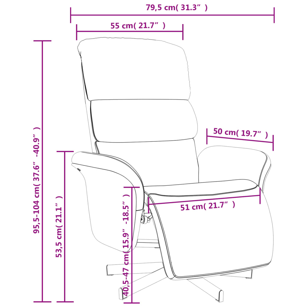 Fauteuil réglable avec repose-pieds en tissu