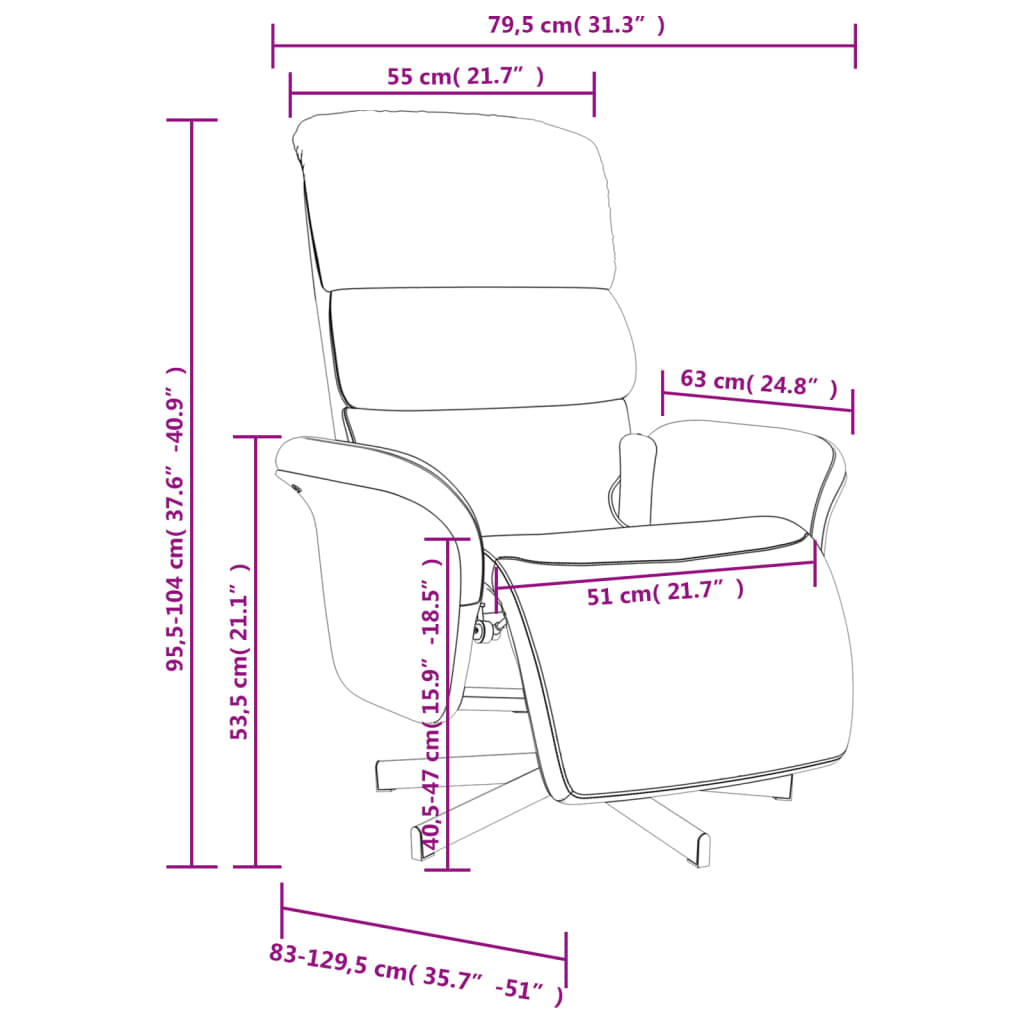 Fauteuil de massage réglable avec repose-pieds en tissu