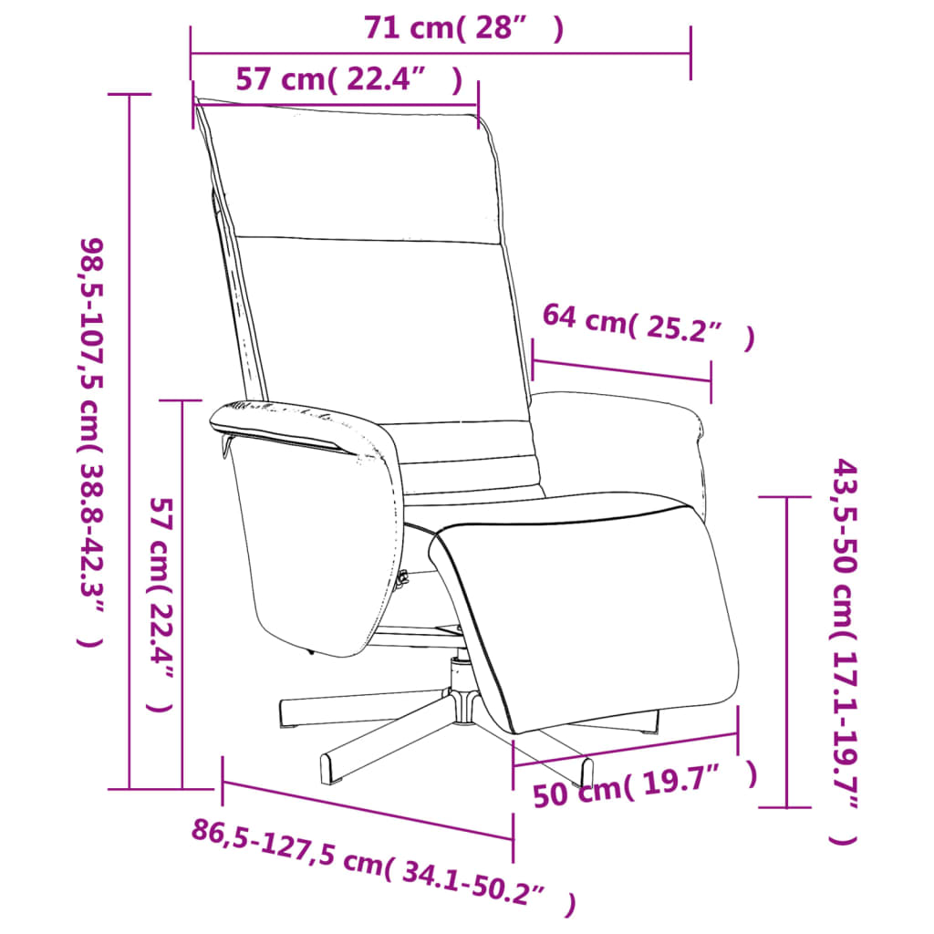 Fauteuil réglable avec repose-pieds en cuir artificiel