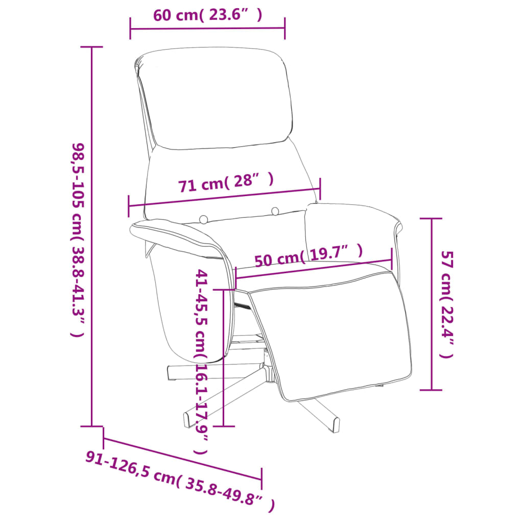 Fauteuil réglable avec repose-pieds en tissu