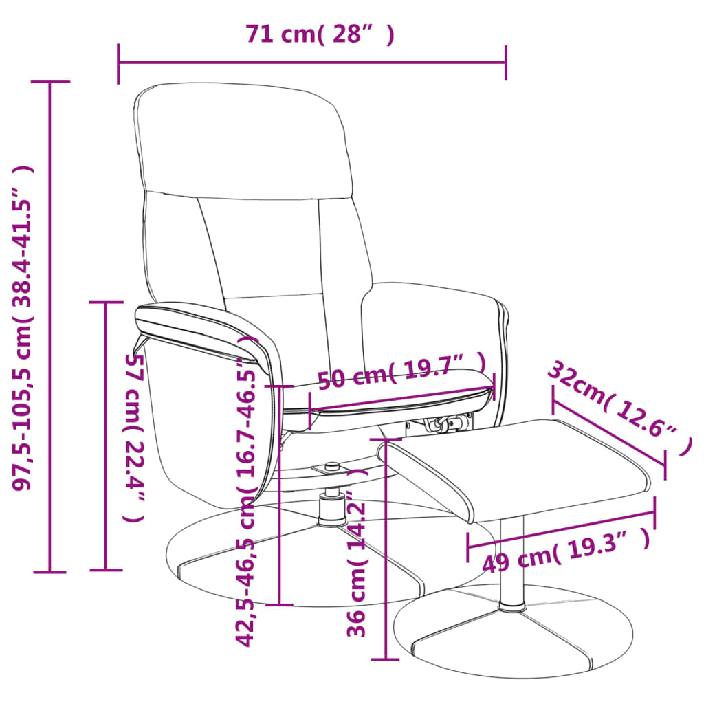 Fauteuil met voetenbank verstelbaar fluweel