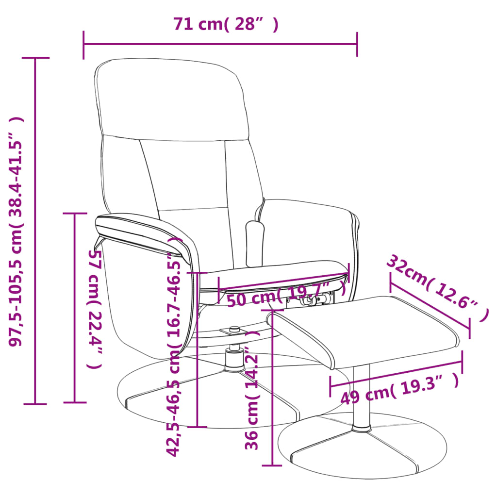 Fauteuil de massage réglable avec repose-pieds en velours