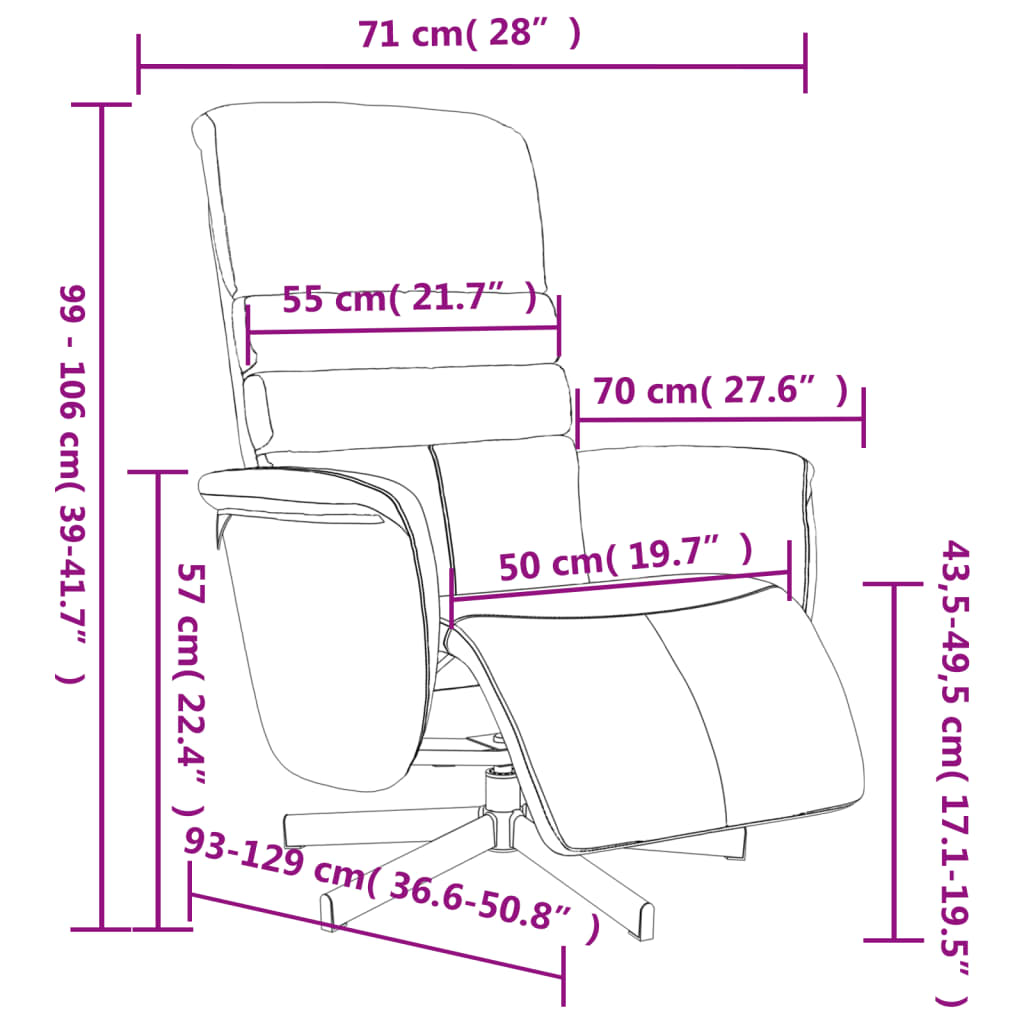 Fauteuil verstelbaar met voetensteun kunstleer