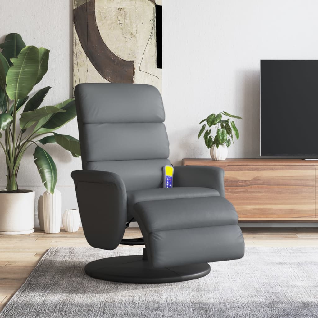 Fauteuil de massage réglable avec repose-pieds en cuir artificiel noir