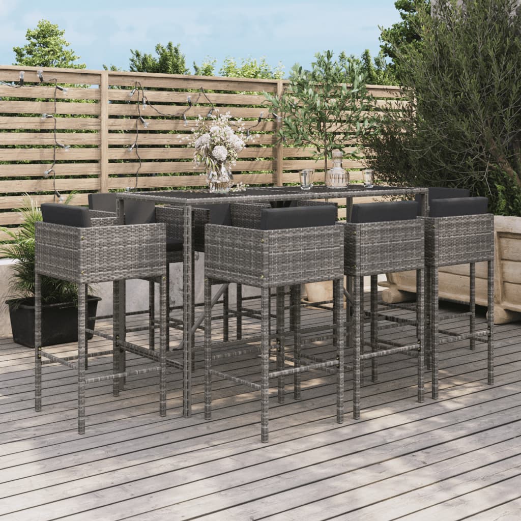 7-delige Tuinbarset met kussens poly rattan