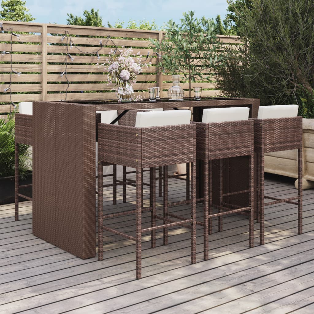 7-delige Tuinbarset met kussens poly rattan