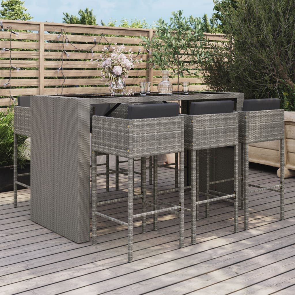 7-delige Tuinbarset met kussens poly rattan