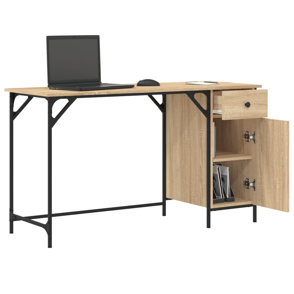 Bureau 131x48x75 cm bewerkt hout eikenkleurig