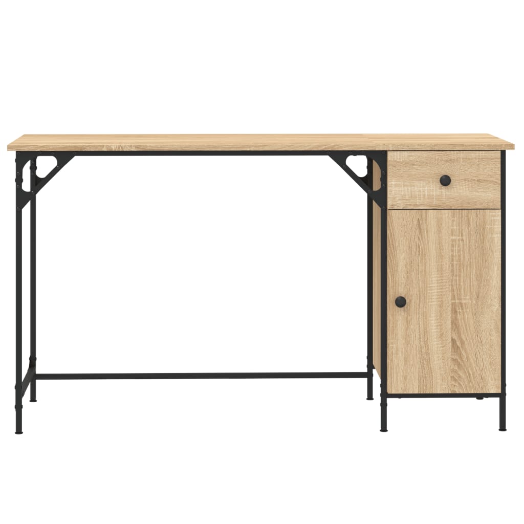 Bureau 131x48x75 cm bewerkt hout eikenkleurig