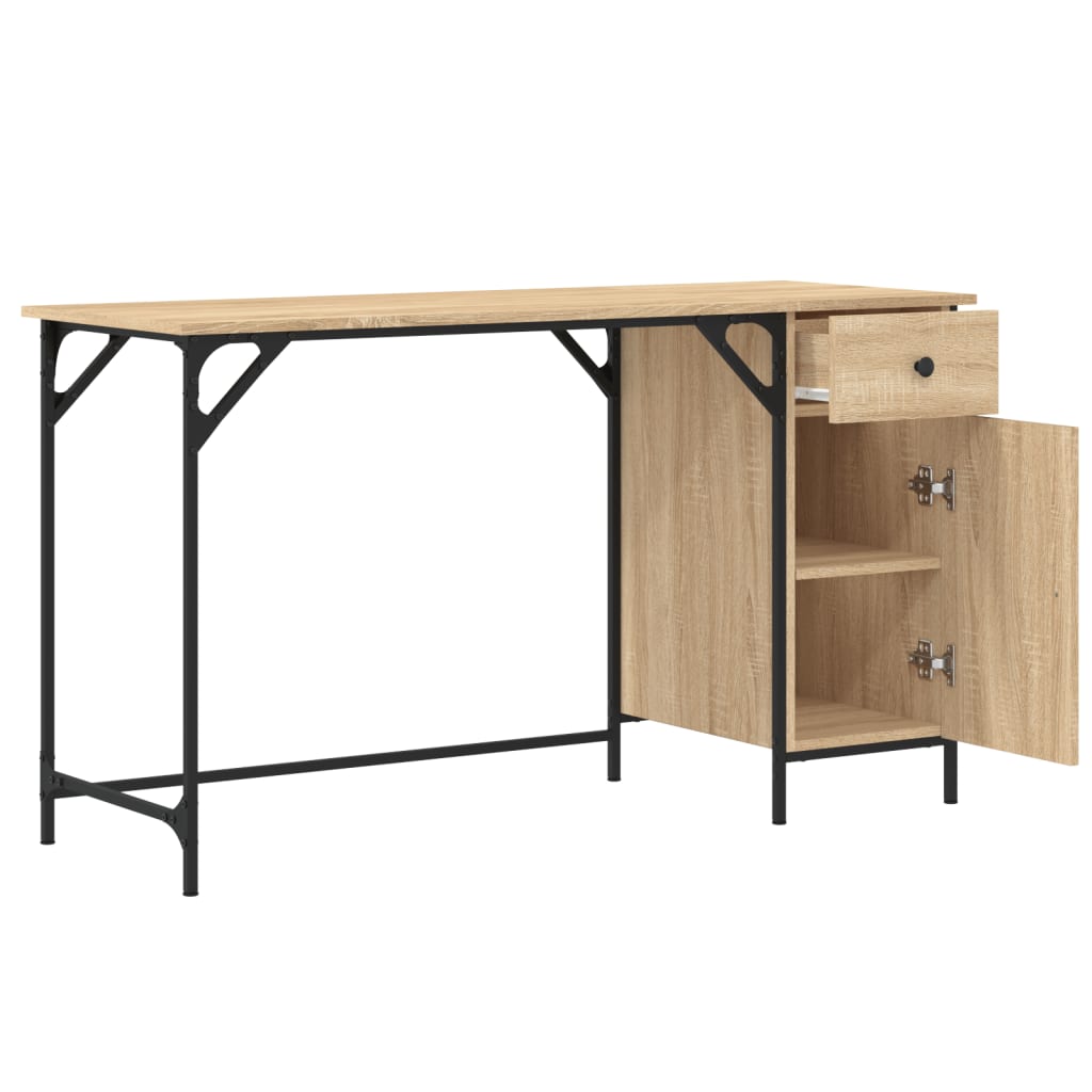 Bureau 131x48x75 cm bewerkt hout eikenkleurig