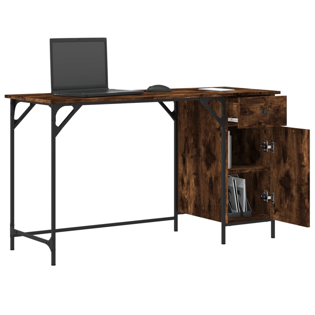 Bureau 131x48x75 cm bewerkt hout eikenkleurig