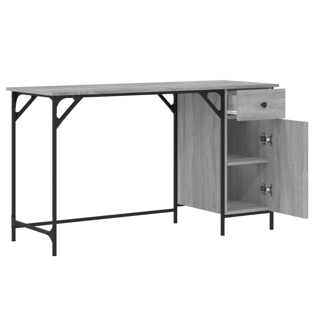 Bureau 131x48x75 cm bewerkt hout eikenkleurig