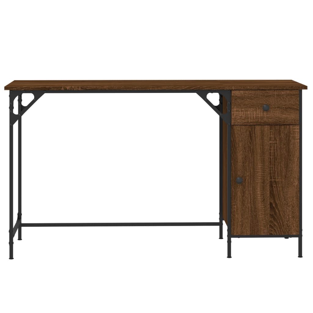 Bureau 131x48x75 cm bewerkt hout eikenkleurig