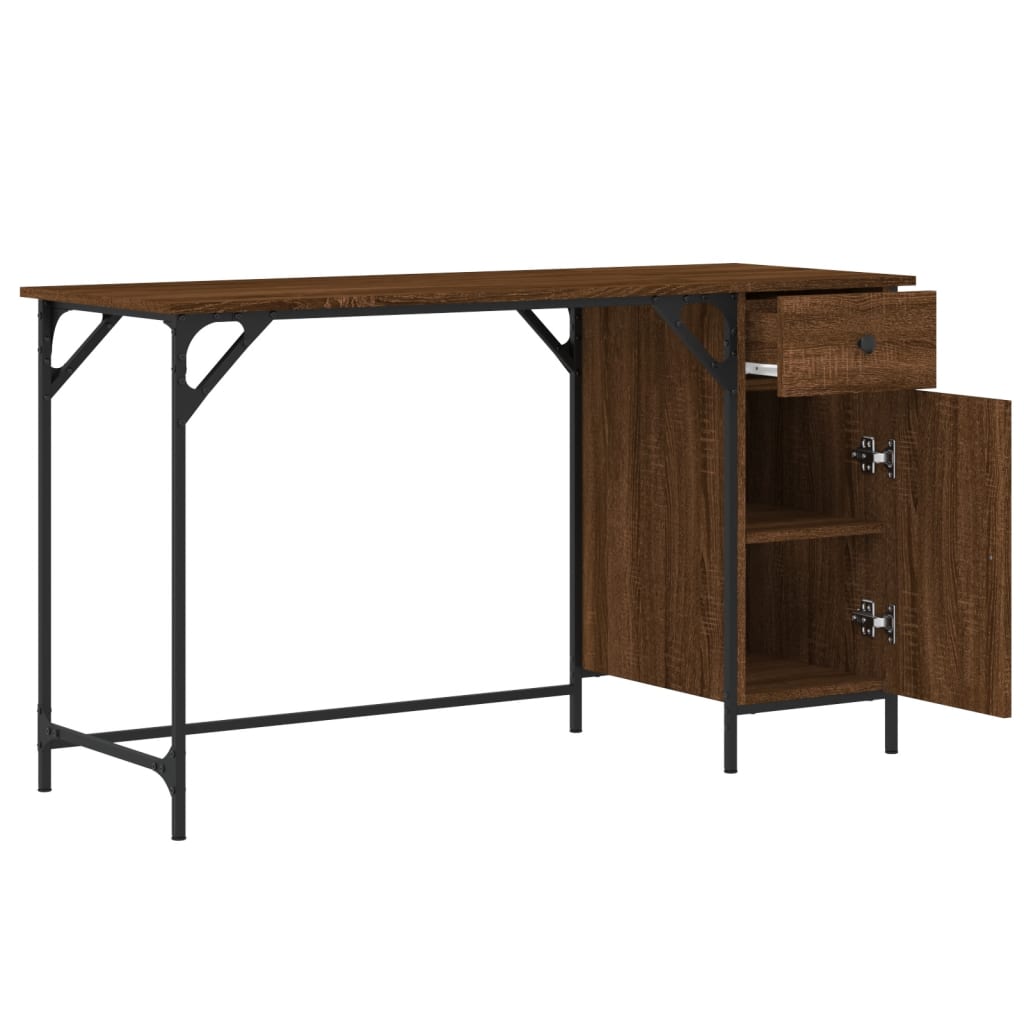 Bureau 131x48x75 cm bewerkt hout eikenkleurig